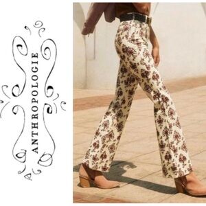 NWOT Anthropologie Pilcro cream corduroy boho printed bootcut jeans